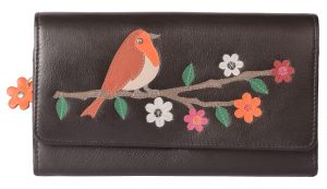 Robin Leather RFID Flapover purse