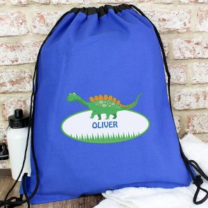 Personalised Blue Dinosaur Swim / Kit Bag