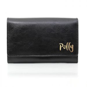 Personalised Gold Name Black Leather Purse