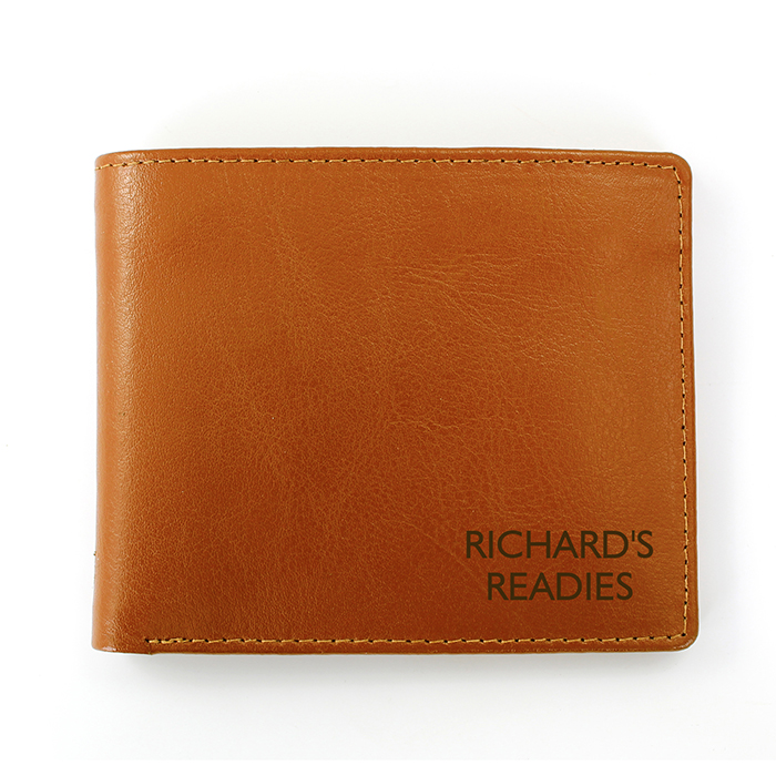 Personalised Any Message Tan Leather Wallet