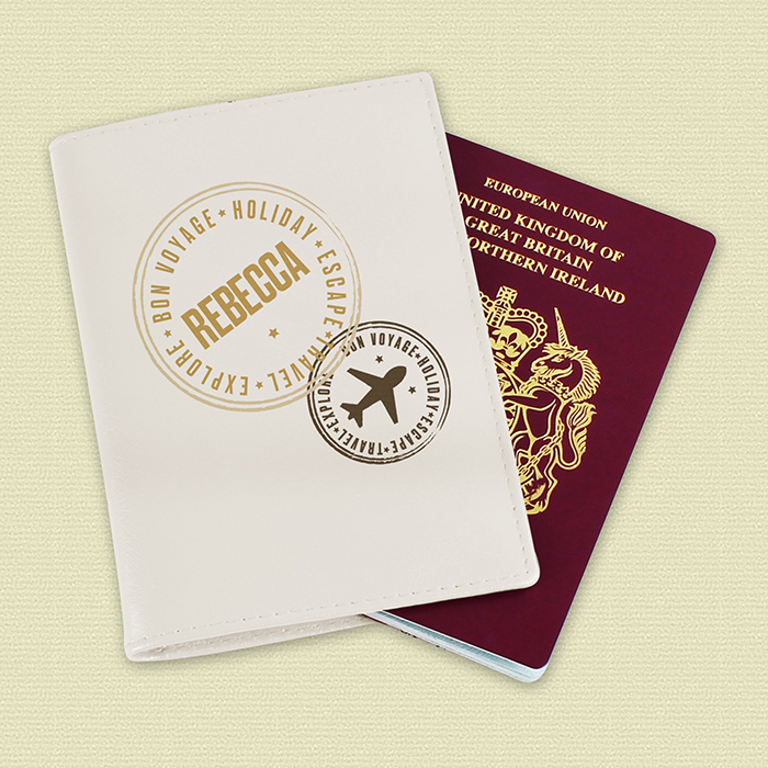 Personalised Cream Leather Passport Holder Unisex - Image 4