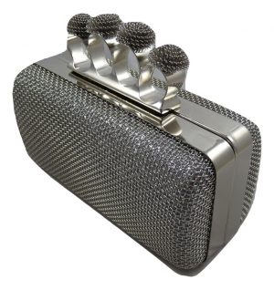 Silver Metal Mesh Clutch