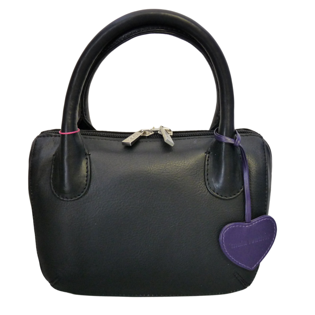 Leather Mini Grab Bag - Black