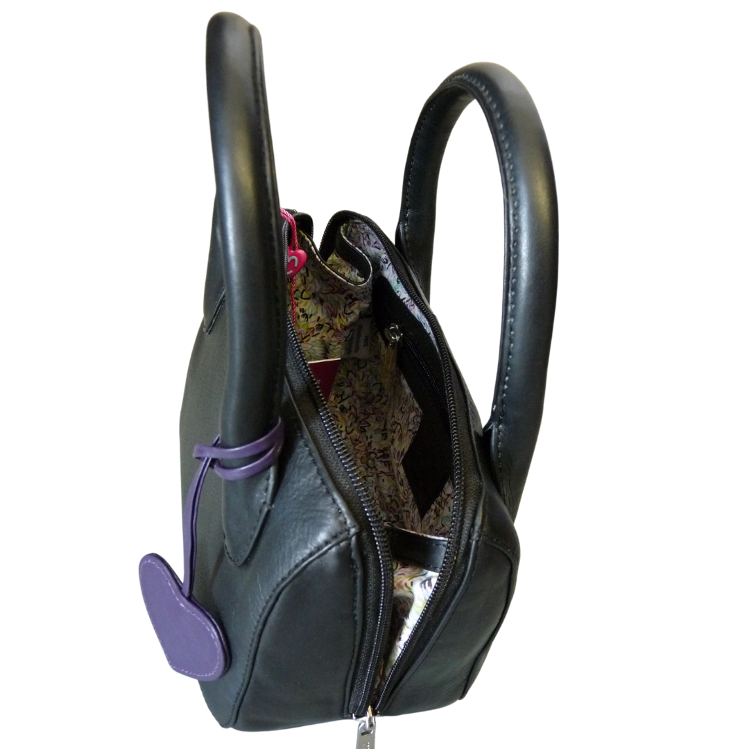 Leather Mini Grab Bag - Black - Image 3