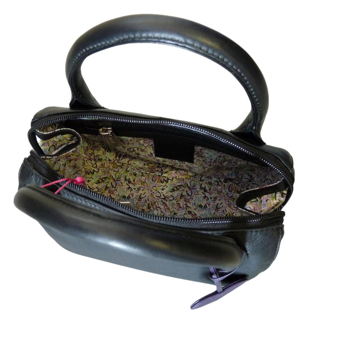 Leather Mini Grab Bag - Black - Image 4