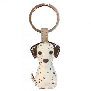 Dalmation Dog Leather Keyring