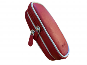 Leather Double Glasses Case Red and Cream
