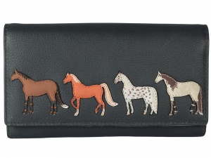 Leather Horse Equestrian Purse Grey