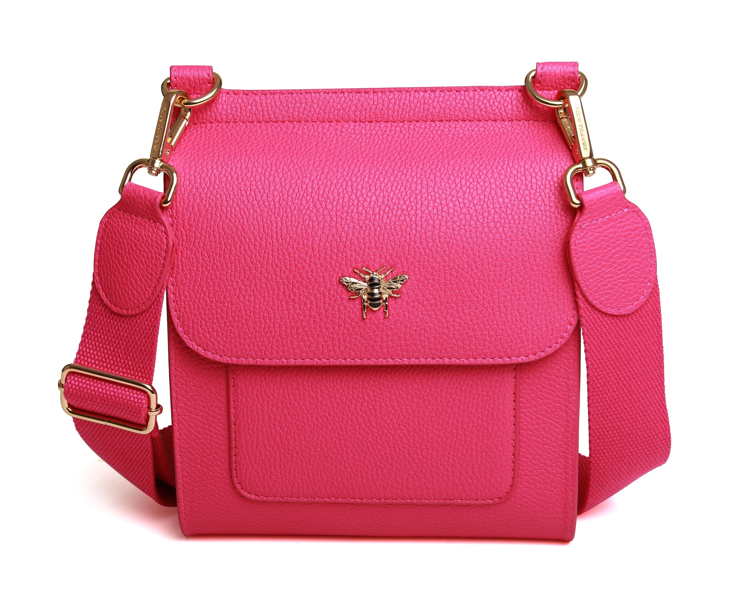 Vegan Leather Bee Crossbody Bag - Hot Pink
