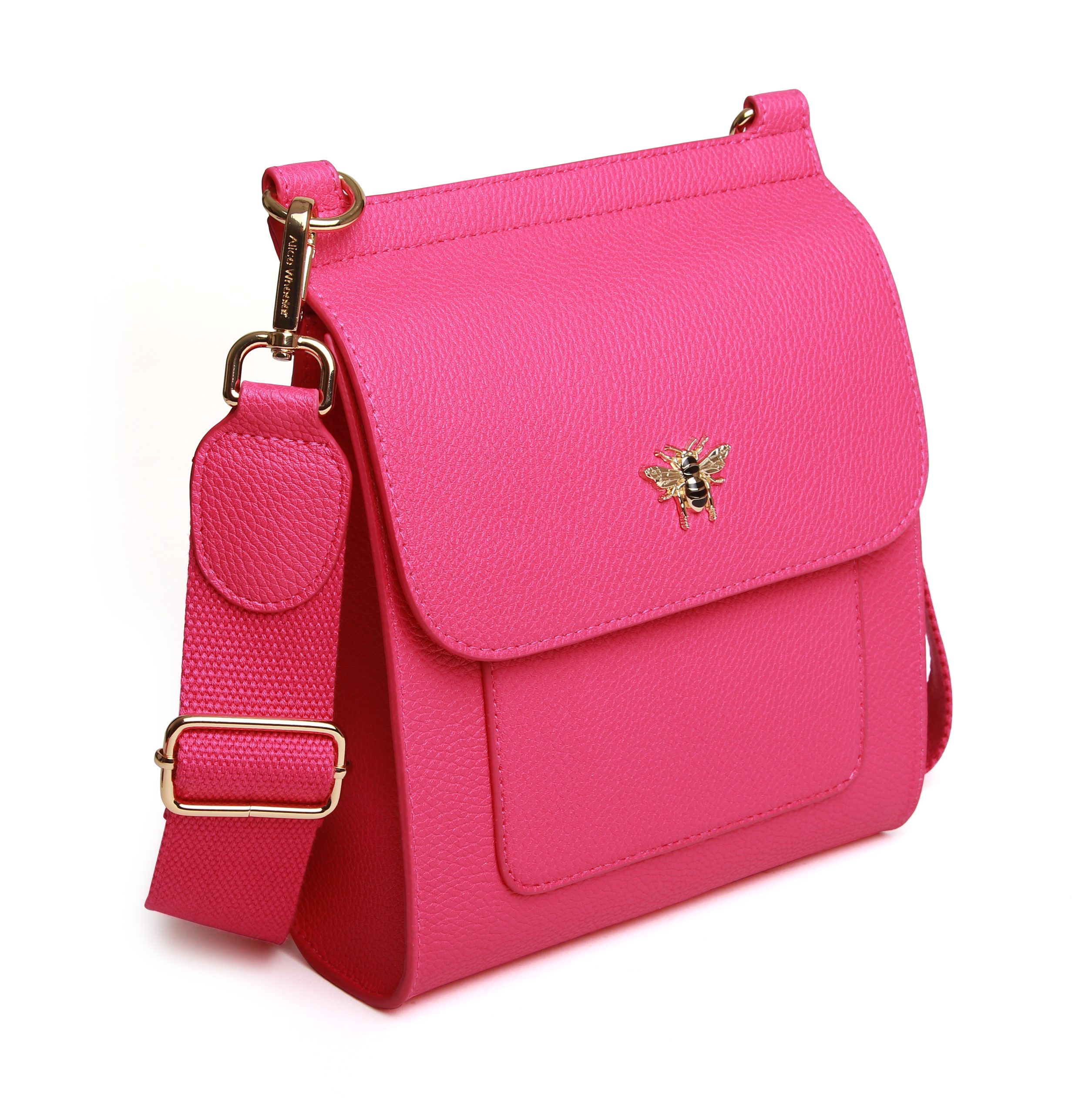 Vegan Leather Bee Crossbody Bag - Hot Pink - Image 2