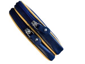 Leather Double Glasses Case Dark Blue