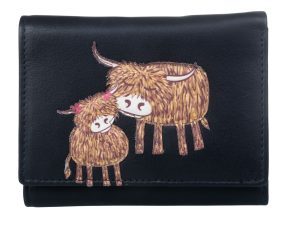 Highland Cow Leather RFID Small Trifold Purse