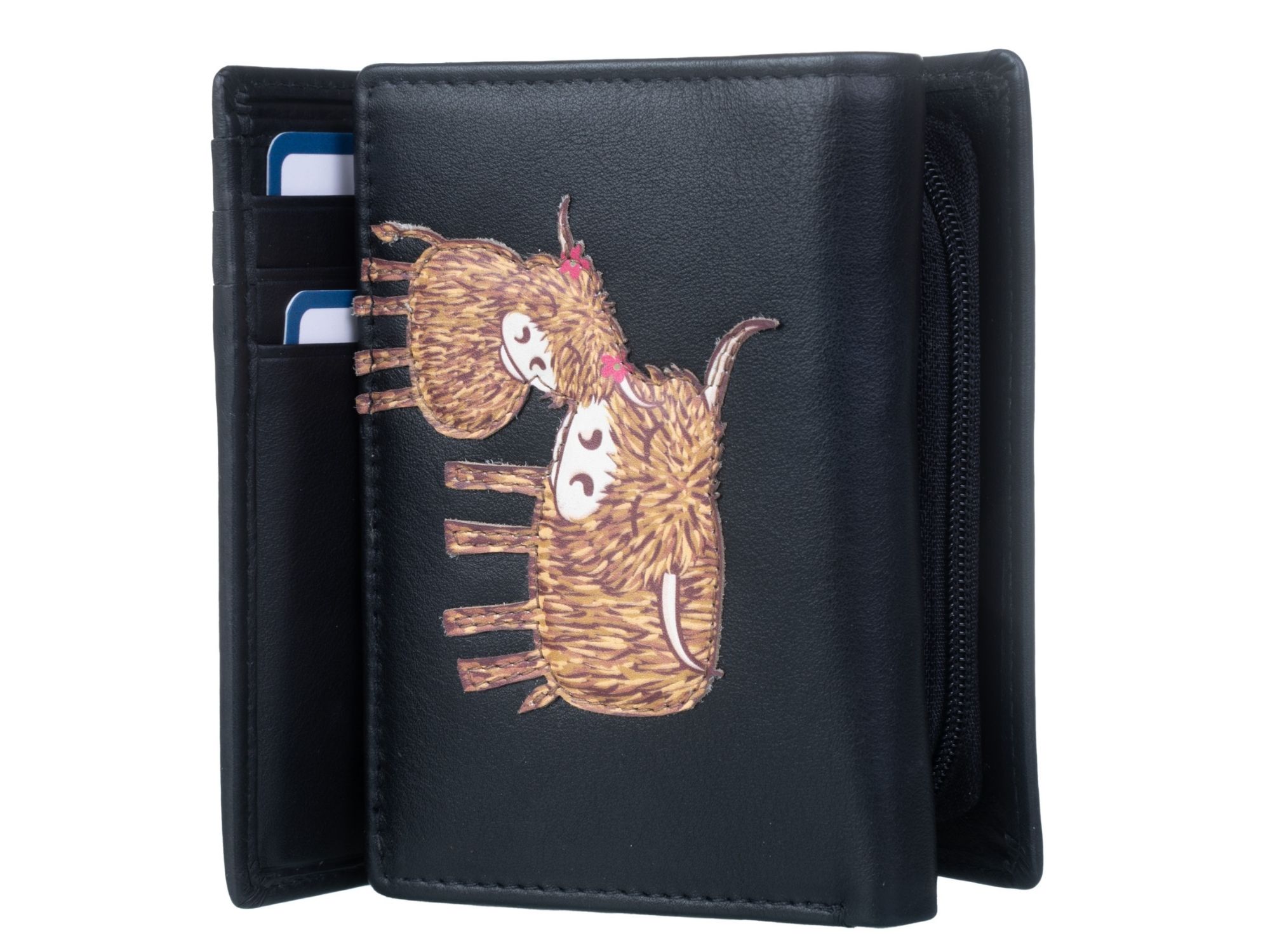 Highland Cow Leather RFID Small Trifold Purse - Image 6
