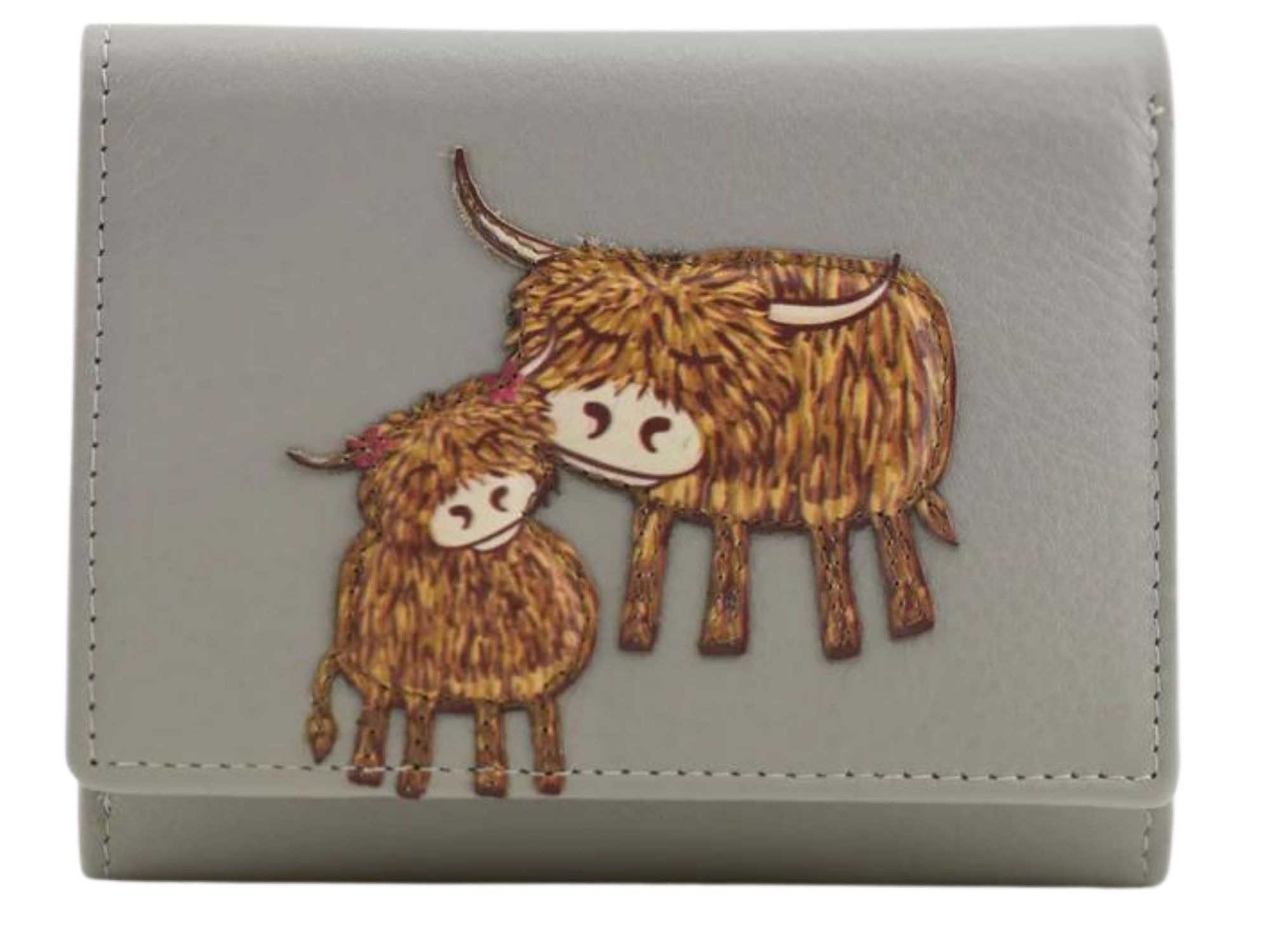 Highland Cow Leather RFID Small Trifold Purse - Image 3