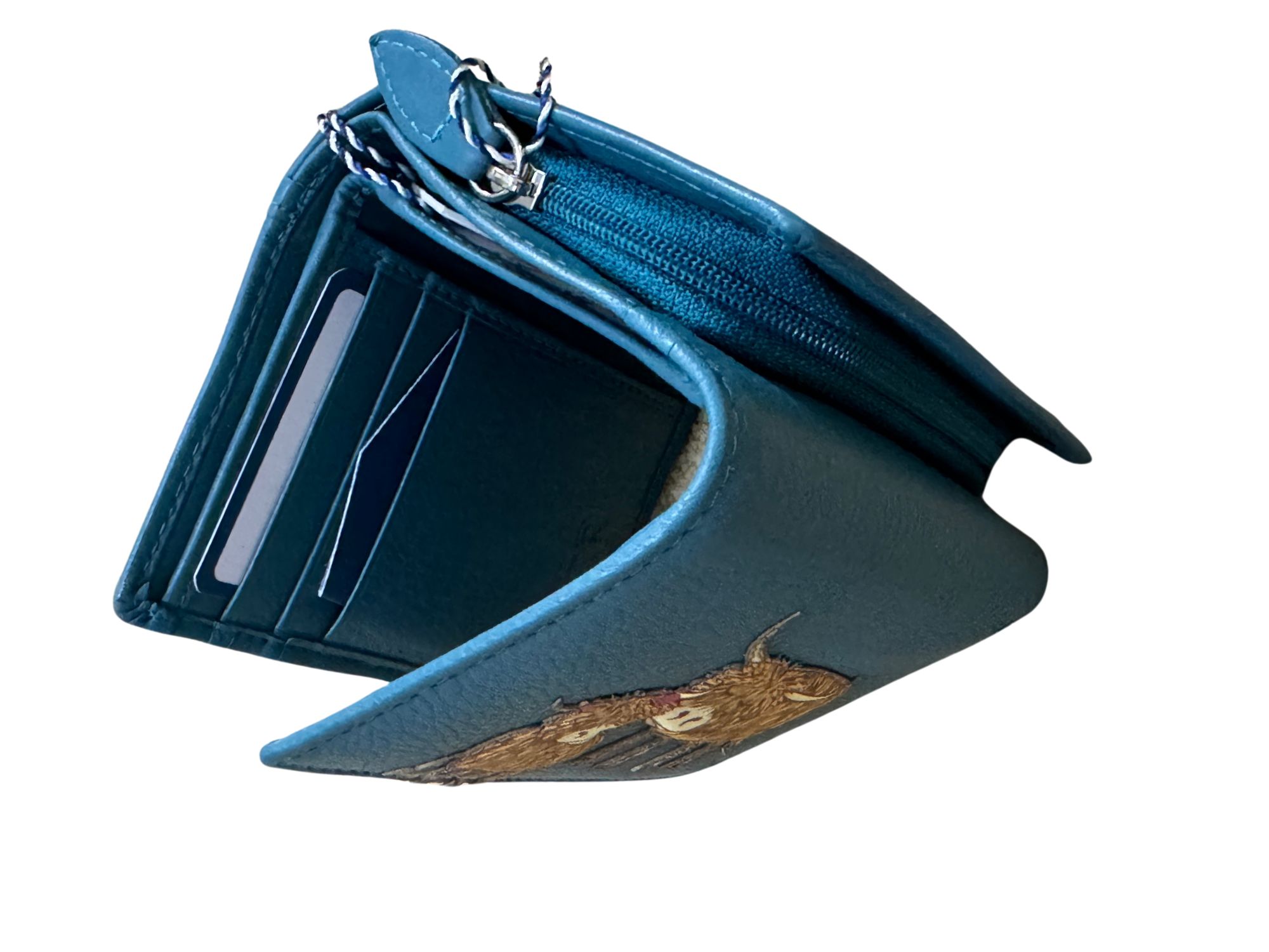 Highland Cow Leather RFID Small Trifold Purse - Image 9
