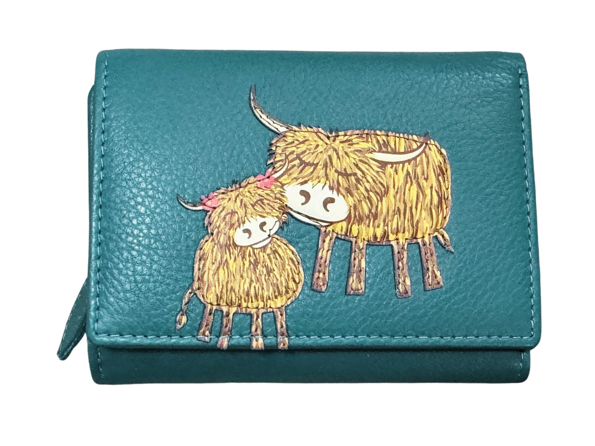 Highland Cow Leather RFID Small Trifold Purse - Image 8
