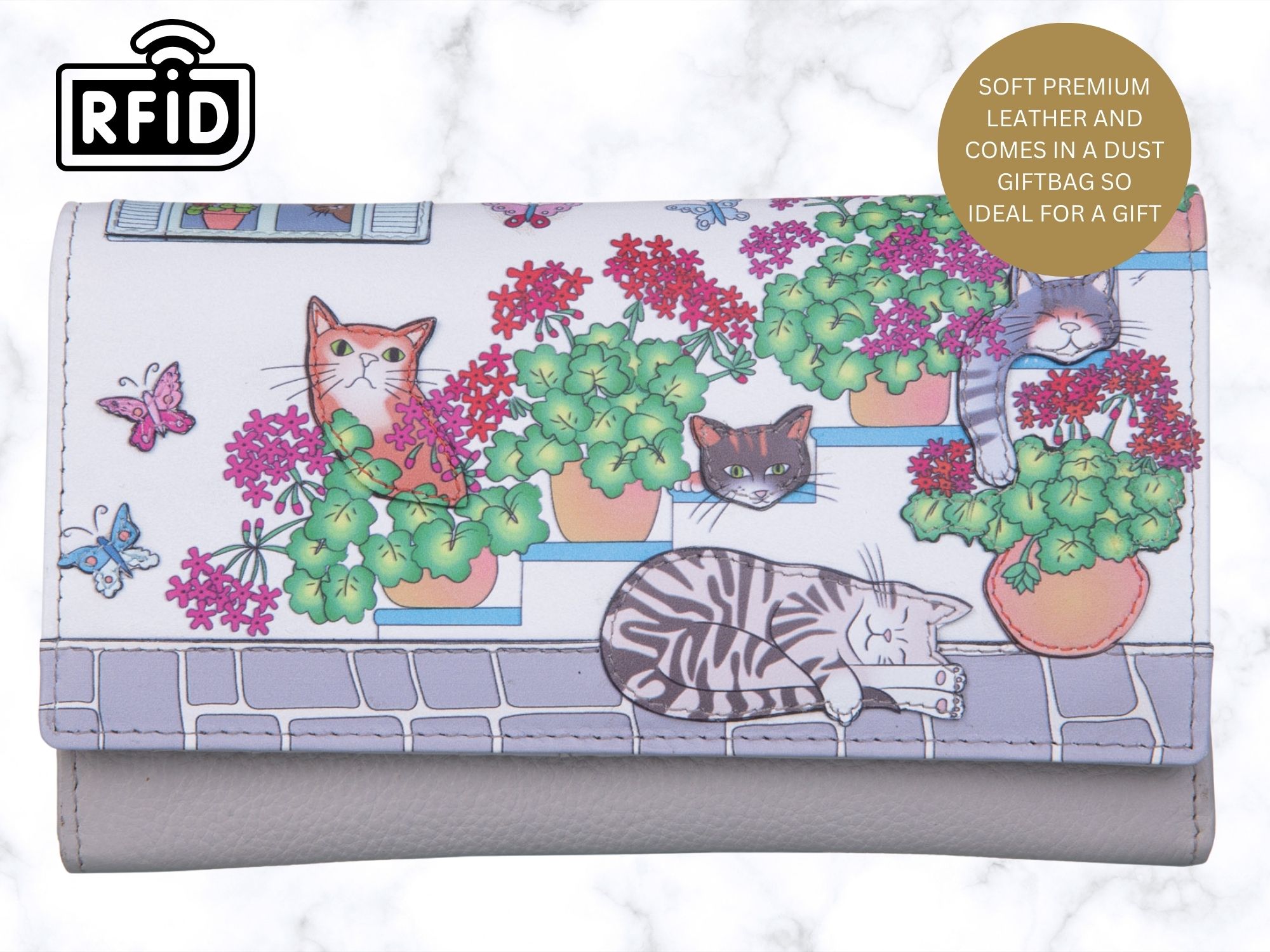 Summer Cats RFID Leather Matinee Purse - Image 2
