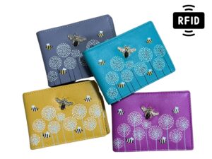 Moonflower Bee Leather Card / Id Holder