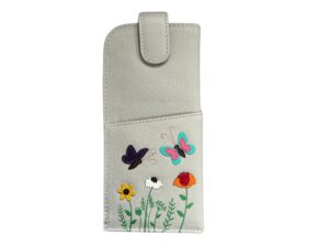 Sophia Leather Glasses Case - Grey