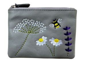 Embroidered Leather Bee Purse