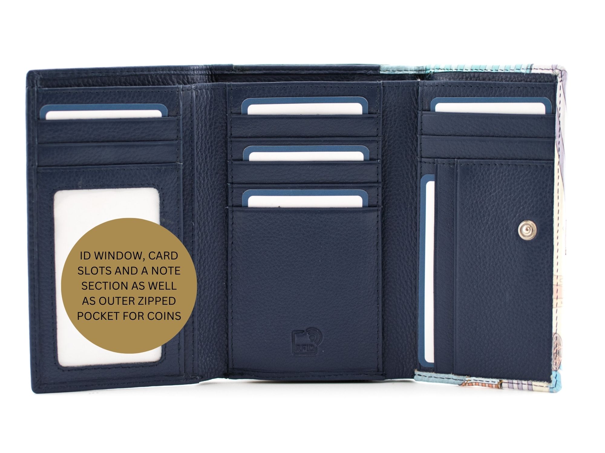 RFID Leather Woolacombe Large Trifold Purse - Image 5