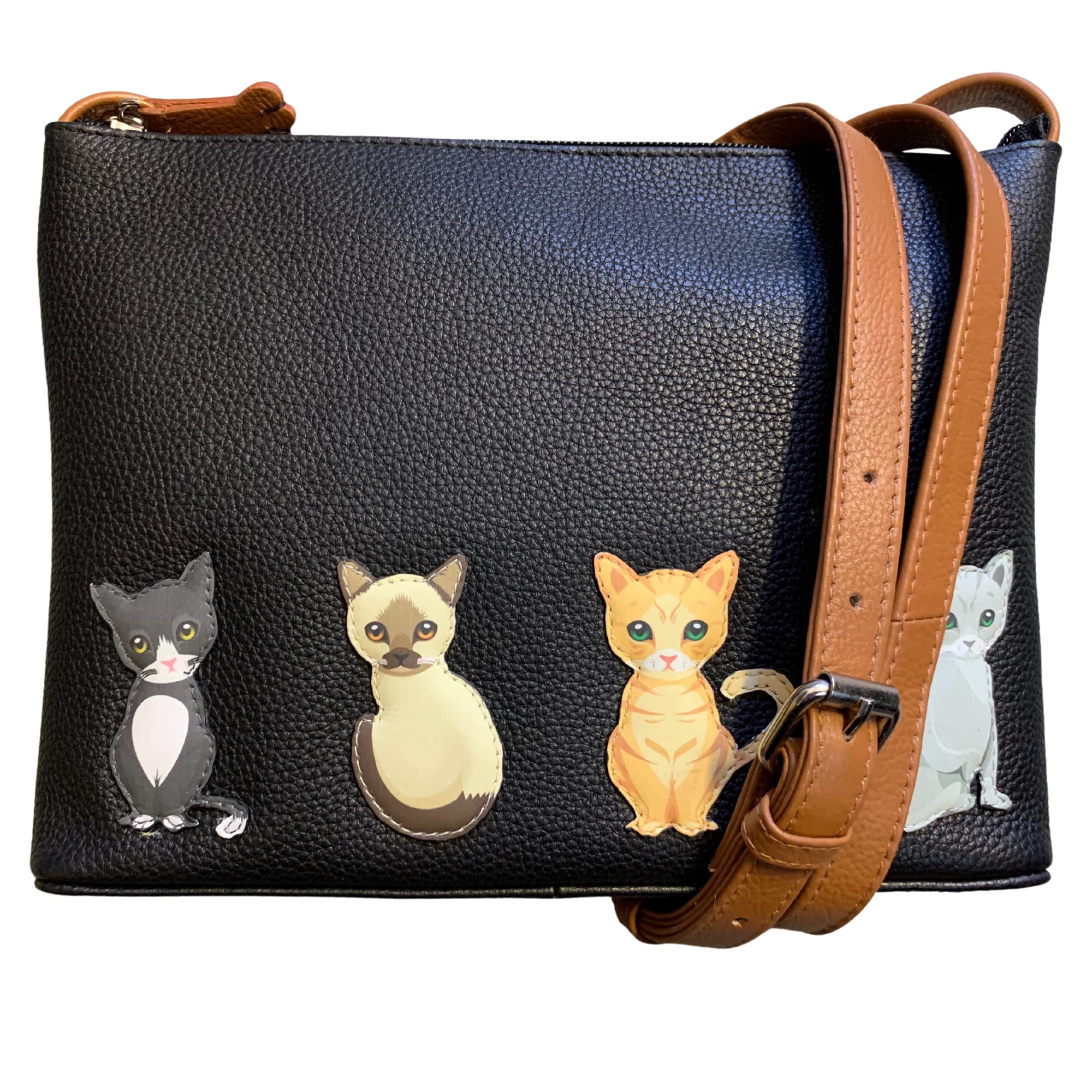 Sitting Cats Leather Midi Crossbody Bag - Image 2