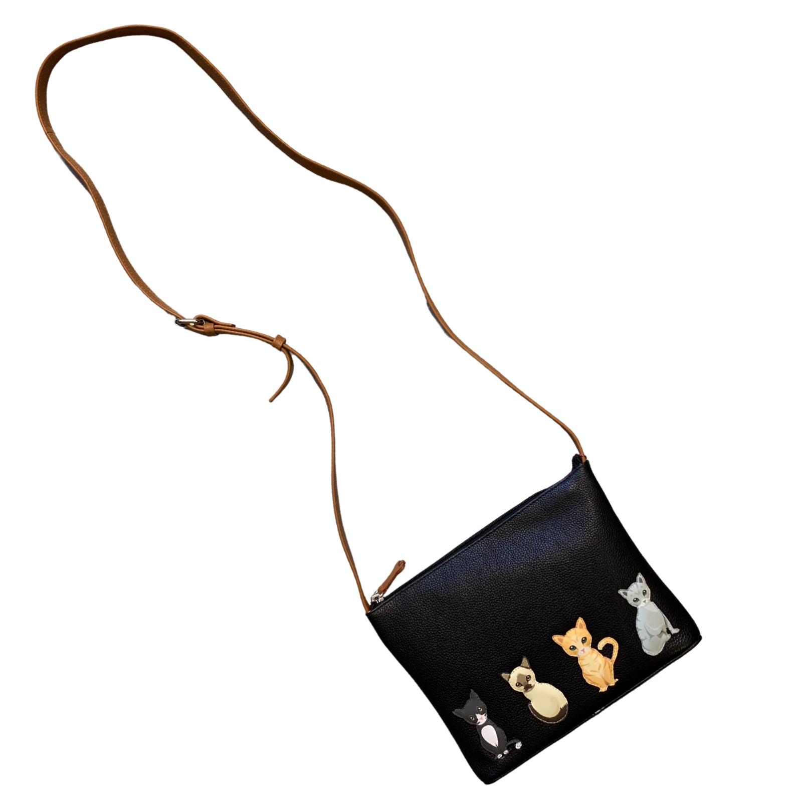 Sitting Cats Leather Midi Crossbody Bag - Image 3