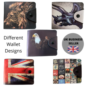 Mens Tab Card Wallet - lion eagle comic union jack motorbike snake bikers