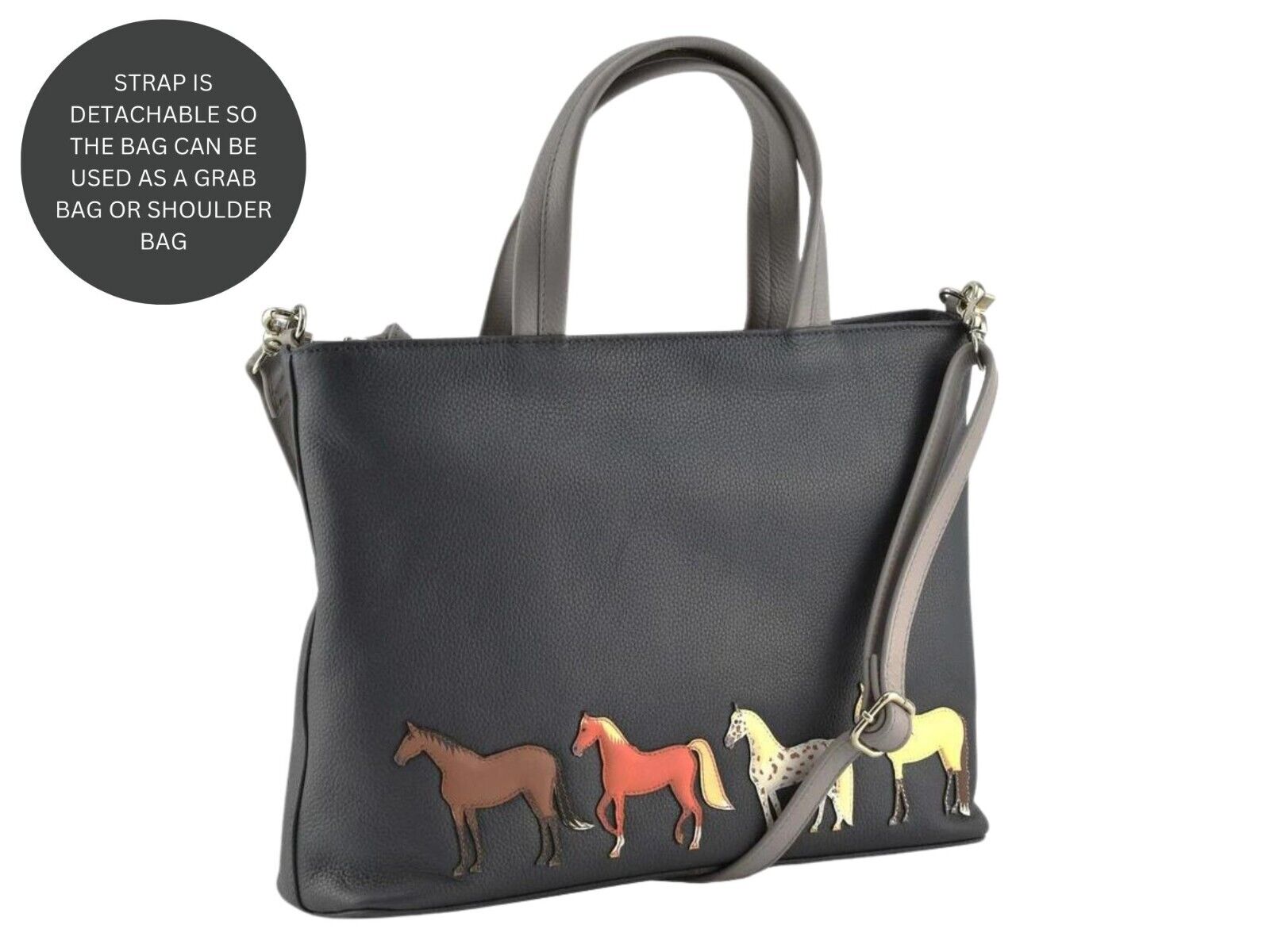 Mala Leather Soft Leather Equestrian Horse Applique Picture Grab/Shoulder Bag