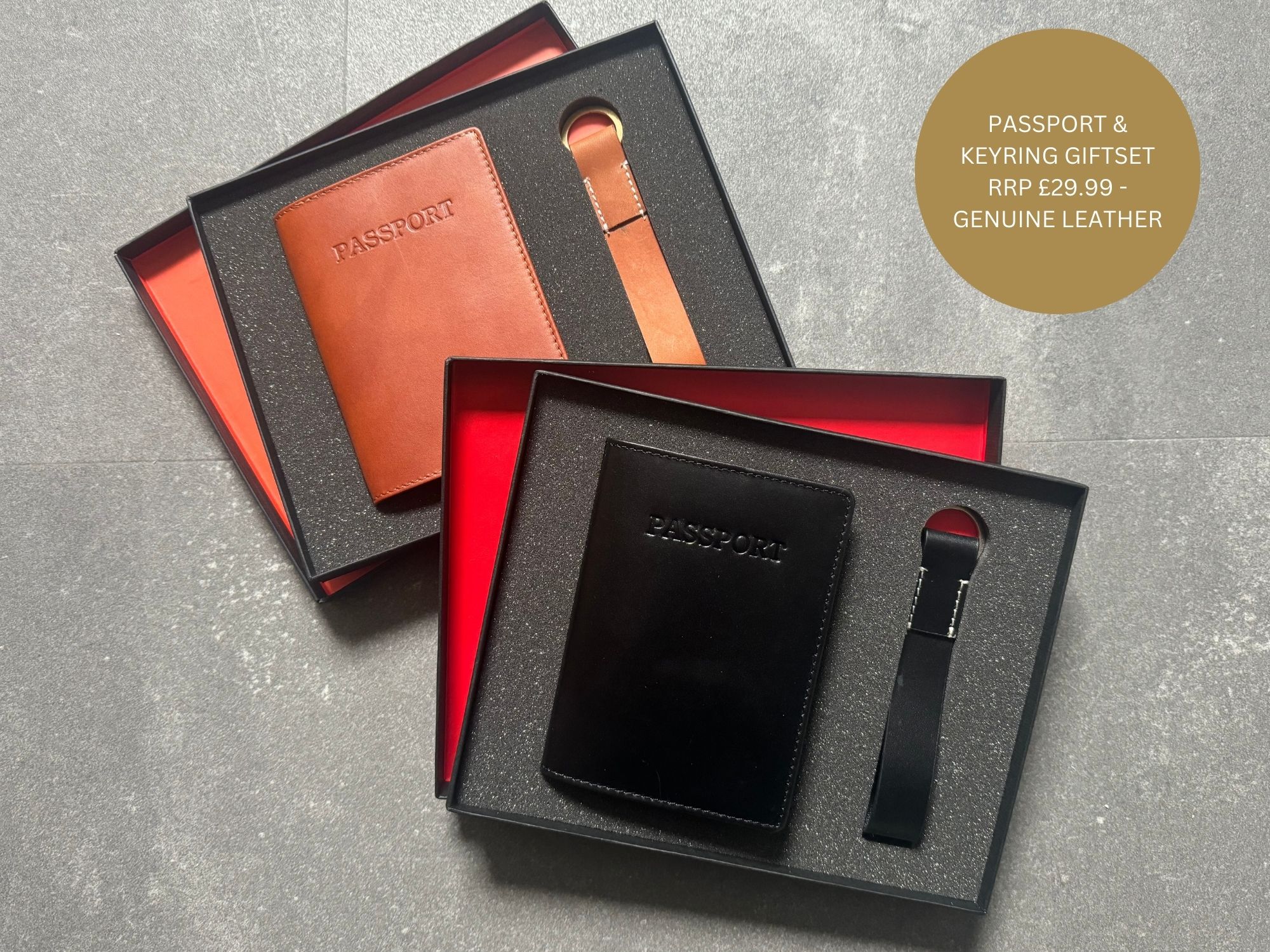 Giftset- Leather Passport & Keyring