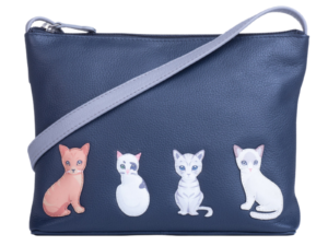 Sitting Cats Leather Midi Crossbody Bag