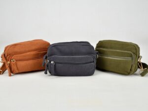 Corduroy Phone 3 zip Crossbody Bag with adjustable strap