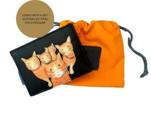 RFID Protected Kitty Crew Cat Cats Card ID Leather Holder