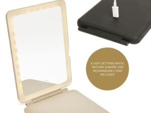 Soft Touch LED Rechargeable Travel Vanity Mirror with 3 light settings