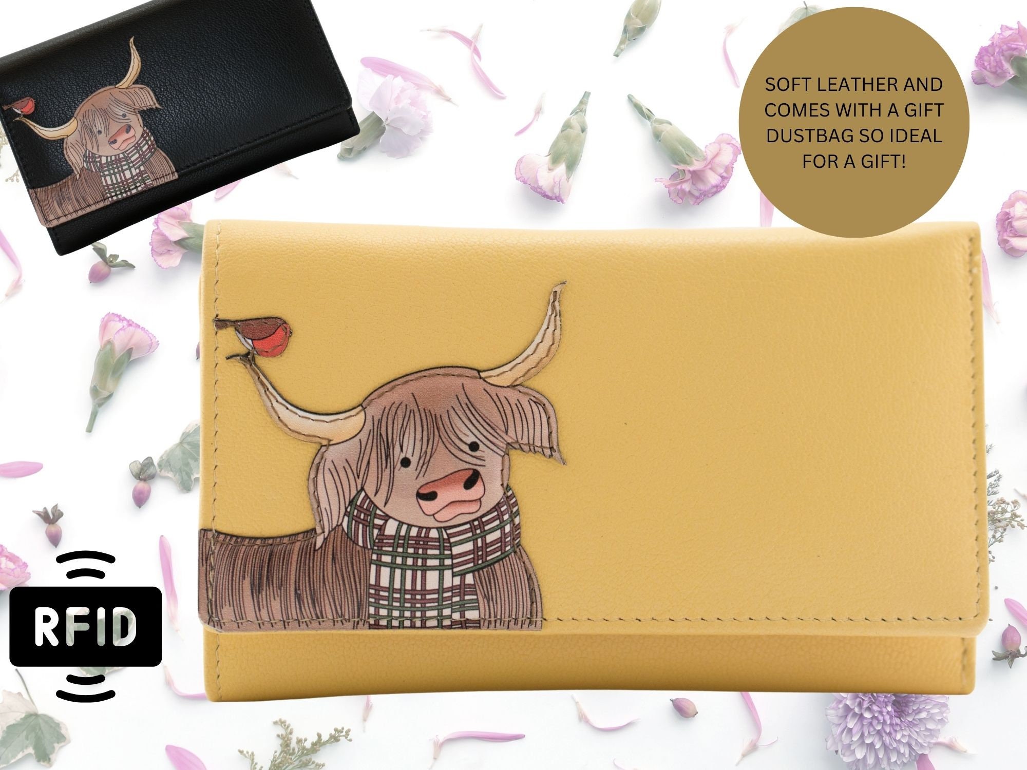 RFID Leather Callum Cow Trifold Purse