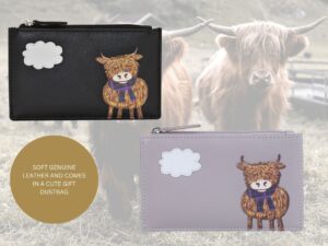 Highland Cow Leather RFID Card & Coin Purse