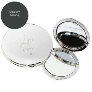 Love EMVY Heart Silver Compact Mirror, 5.7 x 5.7 cm, Portable Makeup Mirror