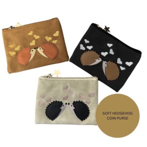 Hedgehog hearts Ladies Girls Coin Purse with cute star zip pull CP07