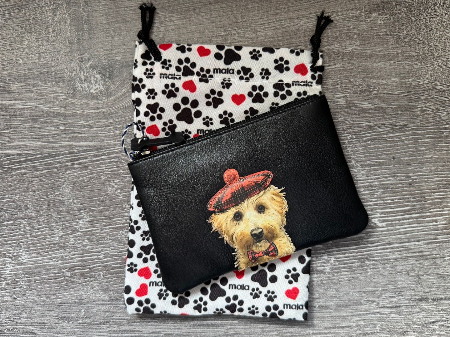 Mala Leather RFID Dog Design Cocos Hat Coin Purse with Zip, Tartan Hat Applique, 12 x 8.5 cm - Image 6