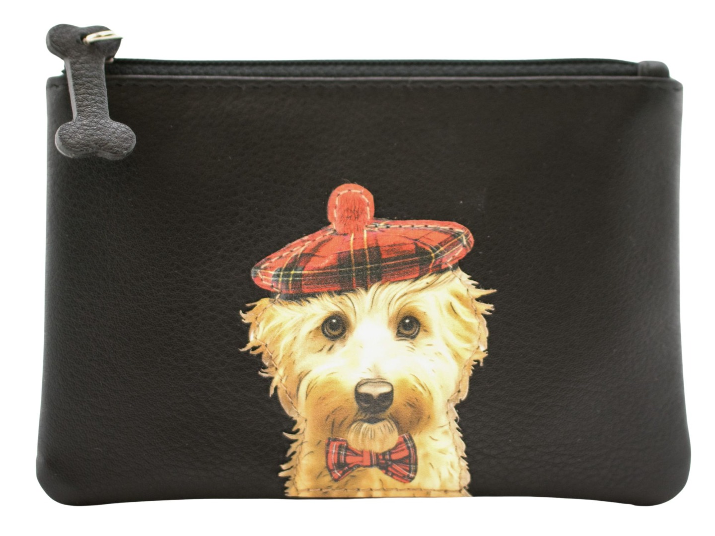 Mala Leather RFID Dog Design Cocos Hat Coin Purse with Zip, Tartan Hat Applique, 12 x 8.5 cm - Image 3