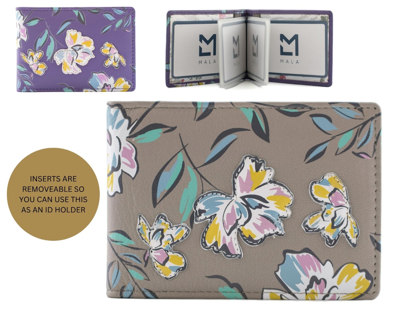 Zinnia Leather Floral RFID Card Holder