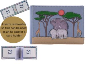 Safari Elephant & Giraffe RFID Card ID Leather Holder