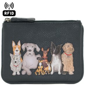 Mala Leather Kennel Crew RFID Dog Design Coin Purse with Card Slots, Dark Grey, 12 x 9 x 1 cm