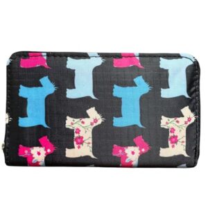 Scotty Dog Print Zip Around Wallet Womens Concertina Purse with Card Slots, Coin Pocket & Divider 16 x 10 x 2.5 cm