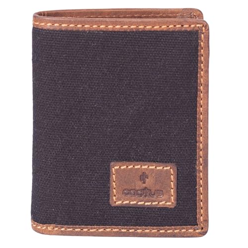 Mala Leather Canvas & Hunter Leather Note, Card & ID Holder RFID Protected with 2 Note Sections, 6 Card Slots, 2 ID Windows 10 x 10 x 2 cm Cactus - Image 9