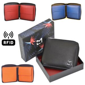 Hudson RFID Zip Around Leather Wallet