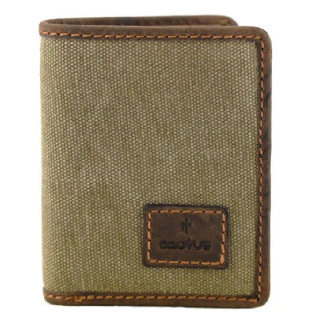 Mala Leather Canvas & Hunter Leather Note, Card & ID Holder RFID Protected with 2 Note Sections, 6 Card Slots, 2 ID Windows 10 x 10 x 2 cm Cactus - Image 8
