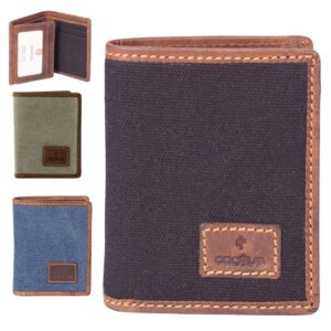 Mala Leather Canvas & Hunter Leather Note, Card & ID Holder  RFID Protected with 2 Note Sections, 6 Card Slots, 2 ID Windows  10 x 10 x 2 cm Cactus