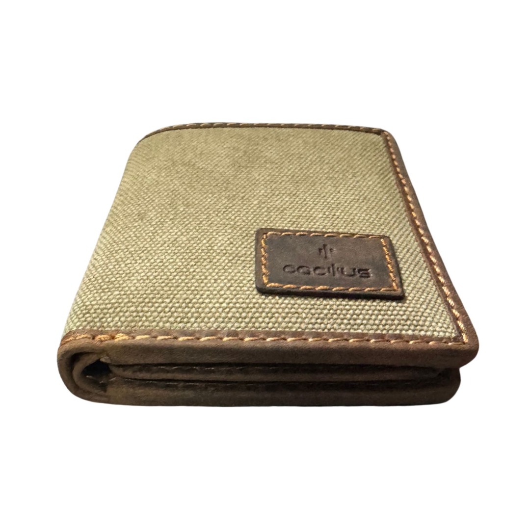 Mala Leather Canvas & Hunter Leather Note, Card & ID Holder RFID Protected with 2 Note Sections, 6 Card Slots, 2 ID Windows 10 x 10 x 2 cm Cactus - Image 4