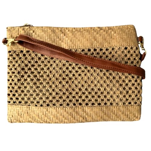 2in1 Straw Effect Clutch & Crossbody Bag - Image 7